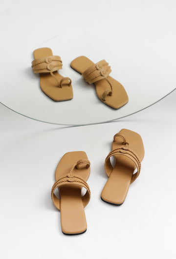 Golden Matt Cruelty Free Leather Inspired Kolhapuri